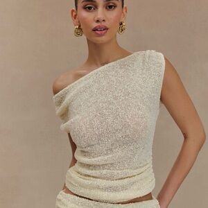Meshki Chloe Off Shoulder Boucle Knit Top - Ivory
